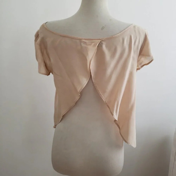 °Foreign Exchange Blouse / Open Back Crop Top / Beige - Picture 4 of 5